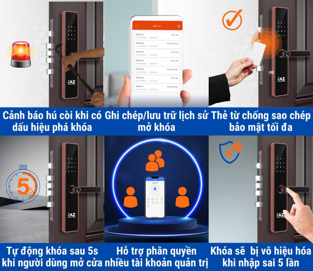 Bảo mật thông minh của khóa vân tay AZ-M1