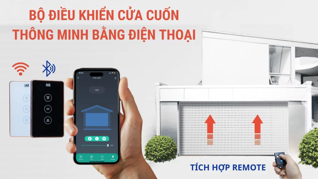 Bộ điều khiển cửa cuốn tích hợp remote thông minh