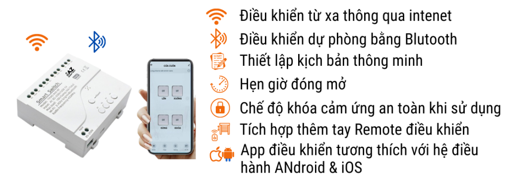 Tính năng bộ điều khiển cửa cuốn bằng điện thoại