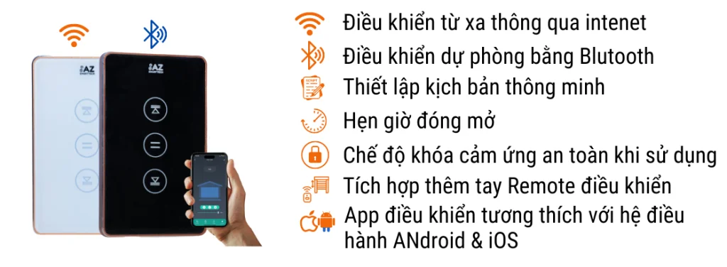 Tính năng bộ điều khiển cửa cuốn bằng điện thoại