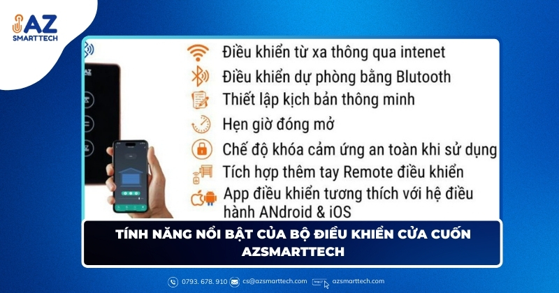 Tính năng nổi bật của bộ điều khiển cửa cuốn AZ Smarttech