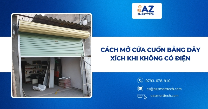 Cách mở cửa cuốn bằng dây xích khi không có điện