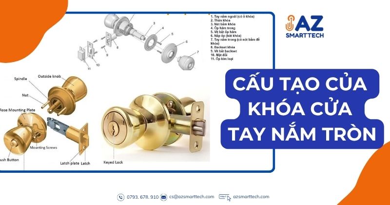 Khóa Cửa Tay Nắm Tròn 3 Cấu tạo khóa cửa tay nắm tròn