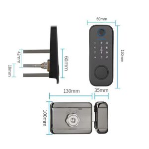 Khoá cổng vân tay ngoài trời 1 chiều chống nước AZ-N1 15 Kích thước khóa cổng vân tay ngoài trời AZ SMARTTECH