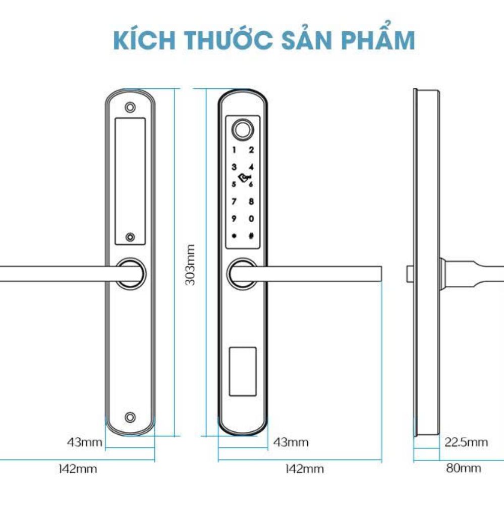 Khóa vân tay cửa nhôm AZ SMARTTECH A210