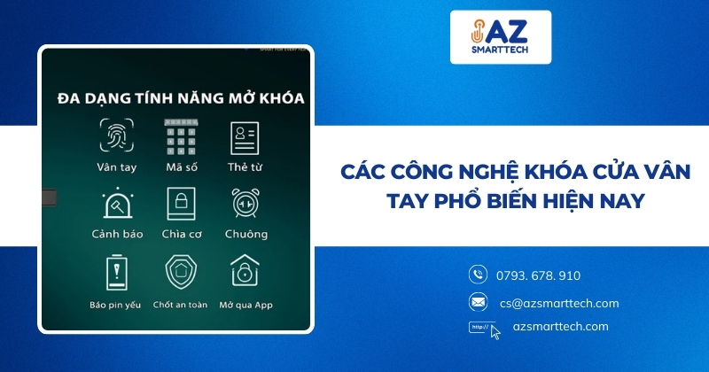 Các công nghệ khóa cửa vân tay phổ biến hiện nay