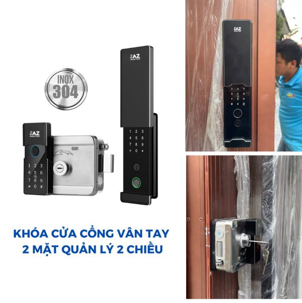 KHÓA CỬA CỔNG VÂN TAY 2 MẶT QUẢN LÝ 2 CHIỀU