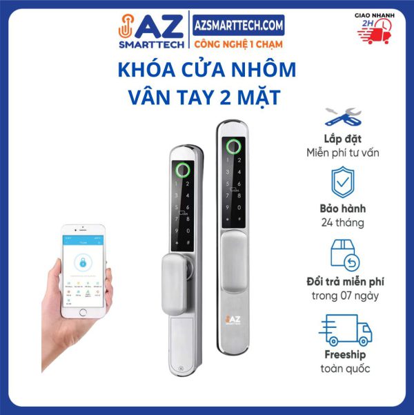 Khóa vân tay cửa nhôm 2 mặt az smarttech