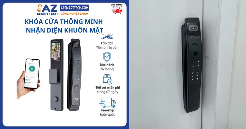 Hình ảnh thực tế khóa vân tay cửa gỗ của AZSMARTTECH